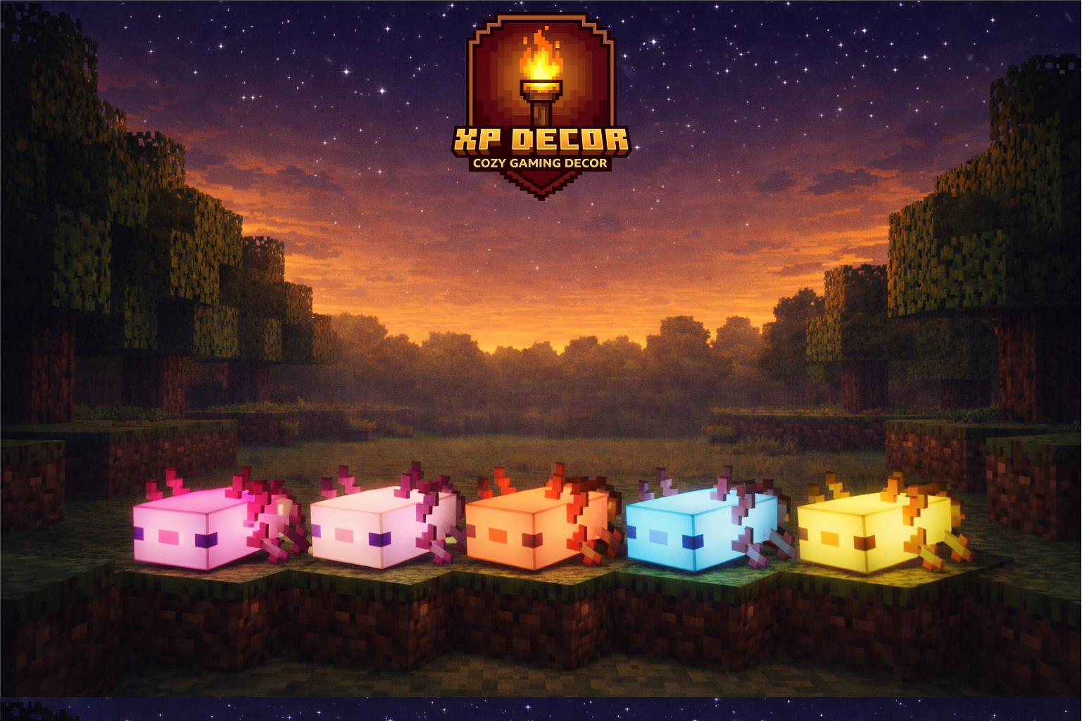 Minecraft Axolotl LED: 5-Color Mood Light