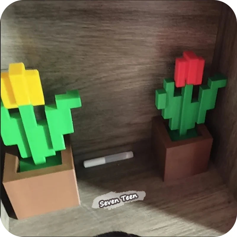 Pixel Tulip Flower: Desktop Decor